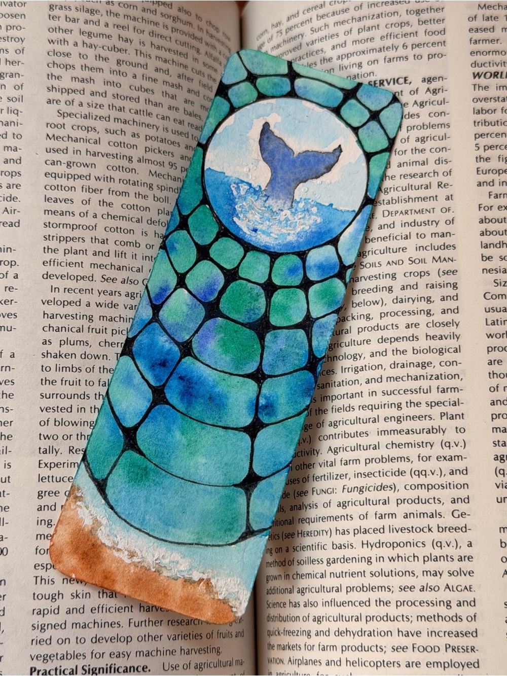 Nova Scotia Whale Tail Watercolor Bookmark | Original Hand Painted Art